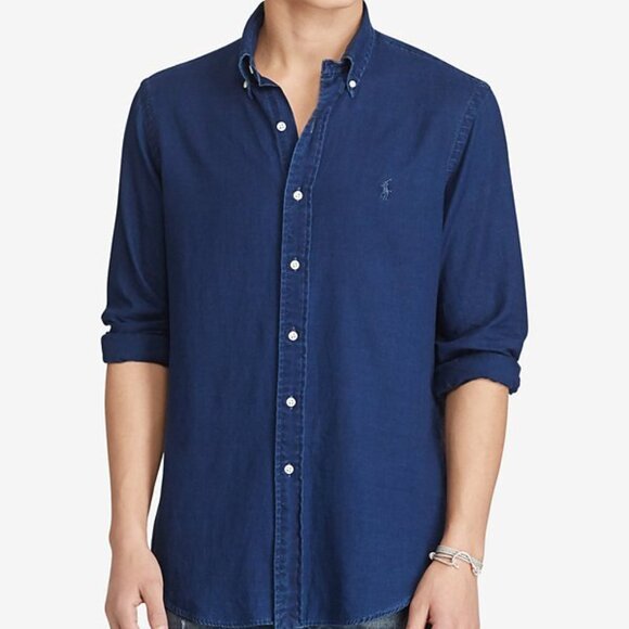 Polo Ralph Lauren Classic Fit Indigo Oxford Shirt - Indigo - Picture 4 of 4